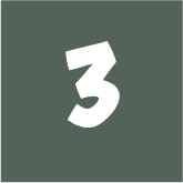 Icon of a white number three on a dark green background