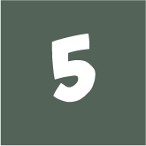 Icon of a white number five on a dark green background