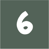 Icon of a white number six on a dark green background