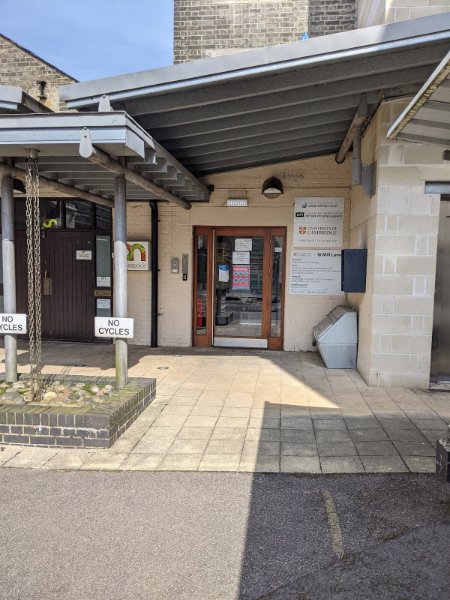 Entrance to the Mill Lane Postdoc Centre